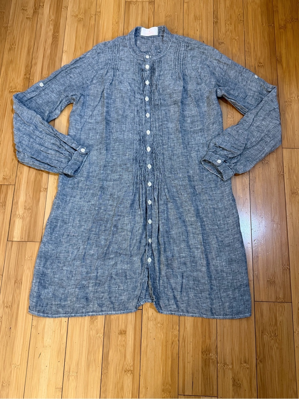 CP Shades x Calypso Light Blue Linen Pintuck Tunic Grey Blue Size XS - Picture 2 of 13